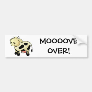 Cartoon Dairy Koe "OVERSCHRIJDEN!" Bumpersticker