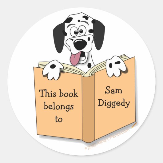 Cartoon Dalmatien Chien Stickers Plaque Modèle (Devant)