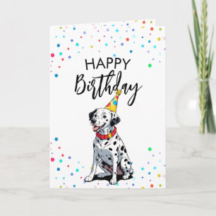 Cartoon Dalmatische hond met Confetti verjaardag Kaart