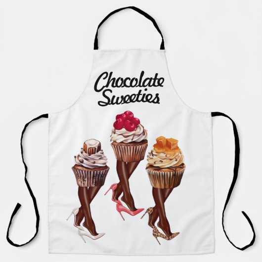 Cartoon Dames Chocolade Cupcakes Schort (Voorkant)