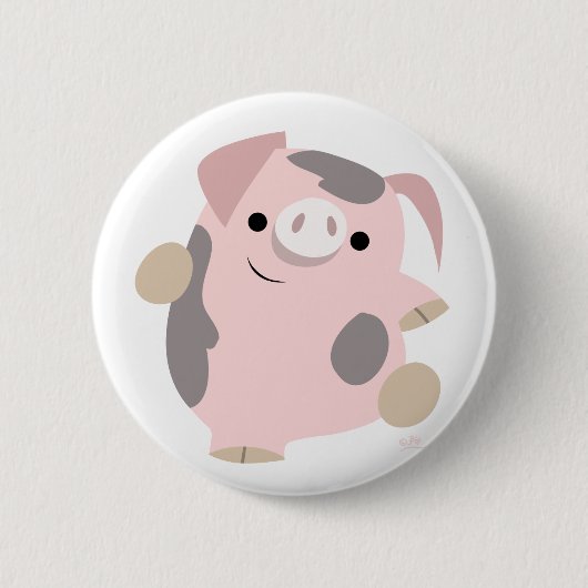 Cartoon Dancing Pig-knoopbadge Ronde Button 5,7 Cm (Voorkant)