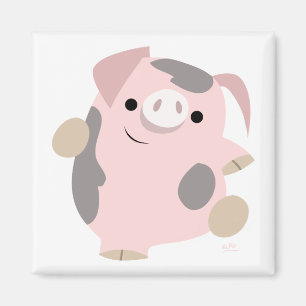 Cartoon Dancing Pig magnet Magneet