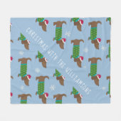 Cartoon Daschund kerstscene Fleece Blanket (Voorkant (Horizontaal))