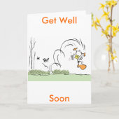 Cartoon de canard se porter bien bientôt carte (Fleur jaune)