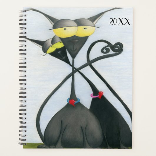 Cartoon de chats gris et noir (Devant)