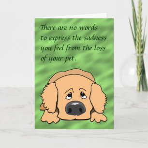 Cartoon de chien triste carte de sympathie pour an