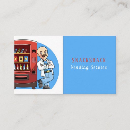 Cartoon de heer Vending Machine Service Visitekaar Visitekaartje (Voorkant)
