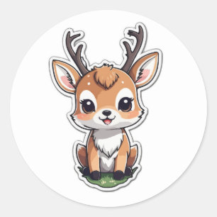 Cartoon Deer Illustration - Wildlife Sticker