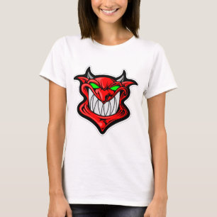 Cartoon demon face head satan t-shirt