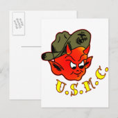 Cartoon Devil Marine Corps Briefkaart (Voorkant / Achterkant)