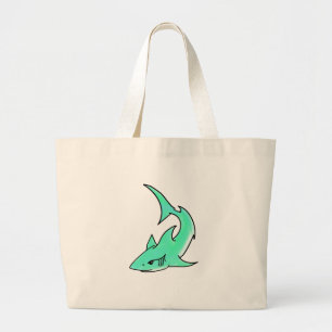 cartoon die haaien glimlacht blauw groen oceaandie grote tote bag