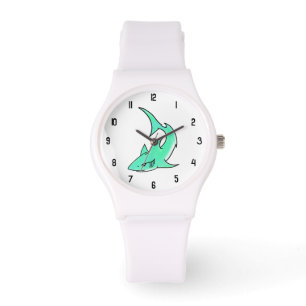 cartoon die haaien glimlacht blauw groen oceaandie horloge