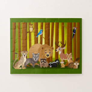 Cartoon Dieren In het Bos Legpuzzel