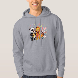 🎵 Cartoon Dieren Muziekfeest – Leuke & Schattige Hoodie