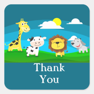 Cartoon dieren      vierkante sticker