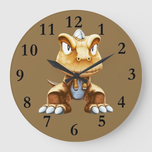 Cartoon Dinosaur Clock Grote Klok (Voorkant)