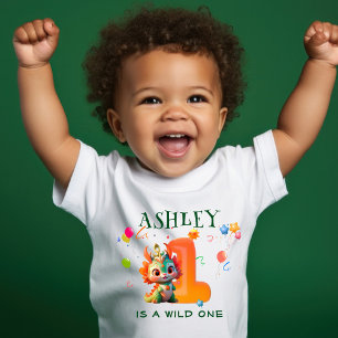 Cartoon Dinosaurus Chinees Draak Jaar 1e Verjaarda