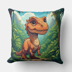 Cartoon-dinosaurus die een tropische jungle verken kussen