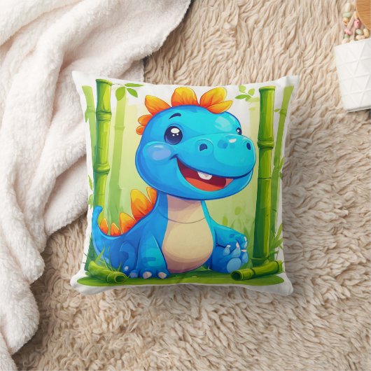 Cartoon dinosaurus in het bamboebos kussen (Deken)