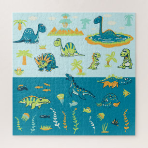 Cartoon Dinosaurussen: Land & Zee Set Legpuzzel