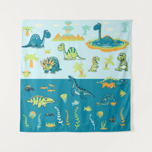 Cartoon Dinosaurussen: Land & Zee Set Wandkleed