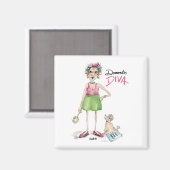 Cartoon Diva en Poodle Doing Chores Magneet (Voorkant / Achterkant)