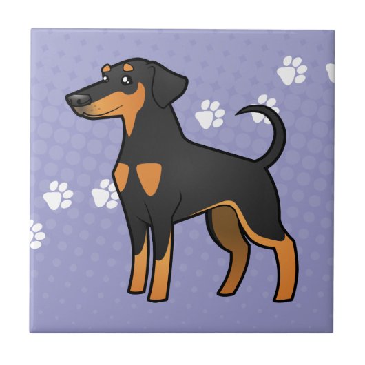 Cartoon Doberman Pinscher (floppy ears) Tegeltje (Voorkant)