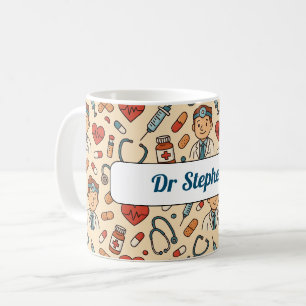 Cartoon Doctor Science Pattern Koffiemok