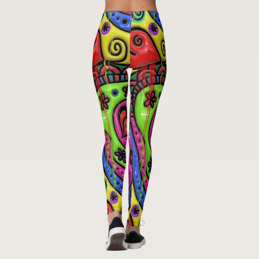 Cartoon doedle druppelverf abstract leggings (Achterkant)