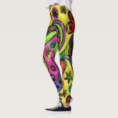 Cartoon doedle druppelverf abstract leggings (Links)