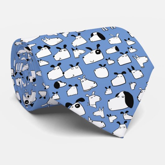 Cartoon Dog Blue Stropdas (Opgerold)