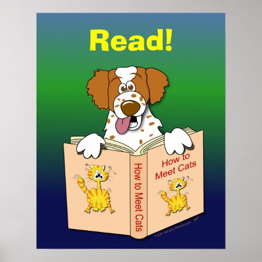 Cartoon Dog las Funny School Education Reading Poster (Voorkant)