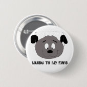Cartoon Dog met hoofdtelefoon Ronde Button 5,7 Cm (Voorkant /achterkant)