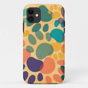 Cartoon Dog Paw Print Colorful Abstracte Art iPhone 11 Hoesje