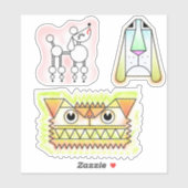 Cartoon Dogs Custom-Cut Vinyl Sticker Set (Vel)