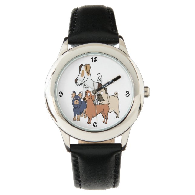 Cartoon Dogs Horloge (Voorkant)