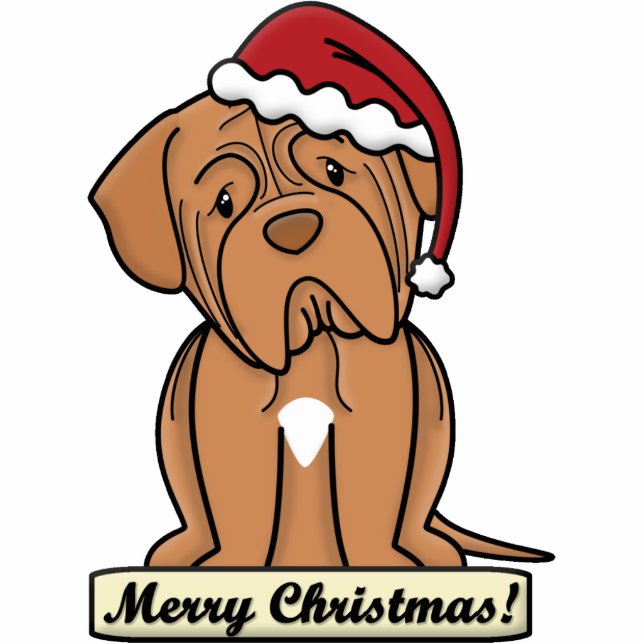 Cartoon Dogue de Bordeaux kerstversiering Fotobeeldje Ornament (Voorkant)