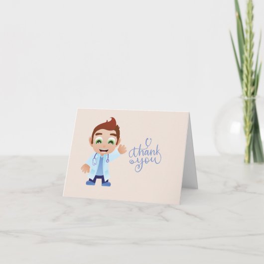 Cartoon dokter Tan dank u Bedankkaart (Voorkant)