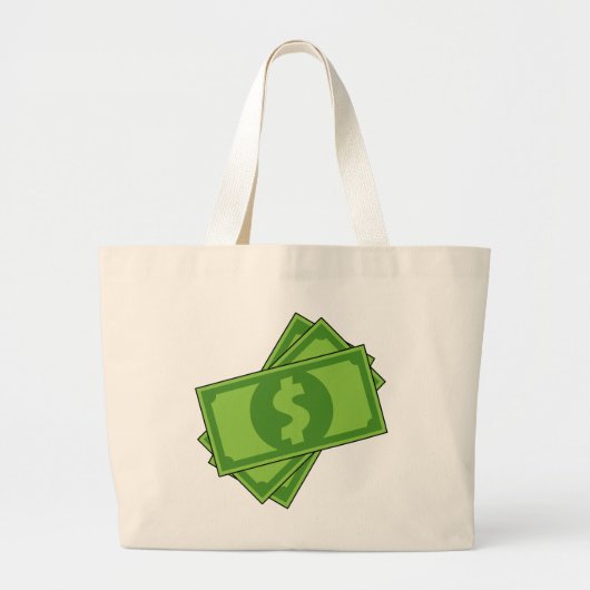 Cartoon Dollar Bills Grote Tote Bag (Voorkant)