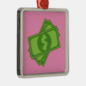 Cartoon Dollar Bills Metalen Ornament (Rechts)