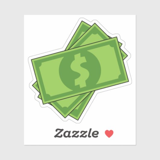 Cartoon Dollar Bills Sticker (Vel)