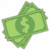 Cartoon Dollar Bills Sticker (Voorkant)
