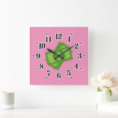 Cartoon Dollar Bills Vierkante Klok (Huis)