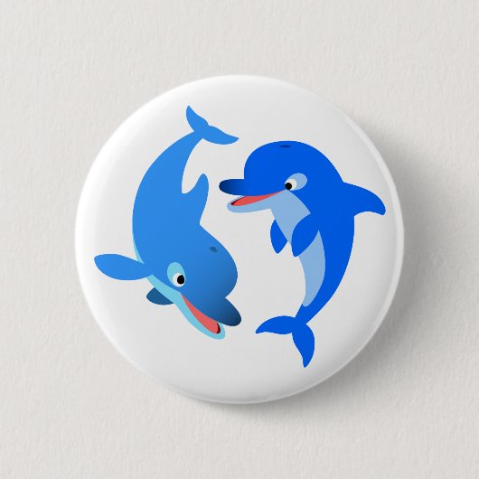 Cartoon Dolphins Button Badge Cute  (Voorkant)