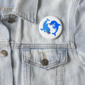 Cartoon Dolphins Button Badge Cute  (In situ)