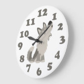 Cartoon doux Wolf et chiffres Horloge murale (Angle)