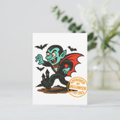 Cartoon Dracula Vampire - Goedgekeurd door Hallowe Briefkaart (Staand voorkant)