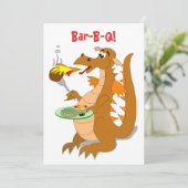 Cartoon dragon Bar-B-Q partijuitnodigingen Sjabloo Kaart (Staand voorkant)