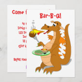 Cartoon dragon Bar-B-Q partijuitnodigingen Sjabloo Kaart (Voorkant / Achterkant)