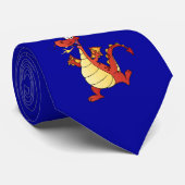 Cartoon Dragon; Blauw Stropdas (Opgerold)